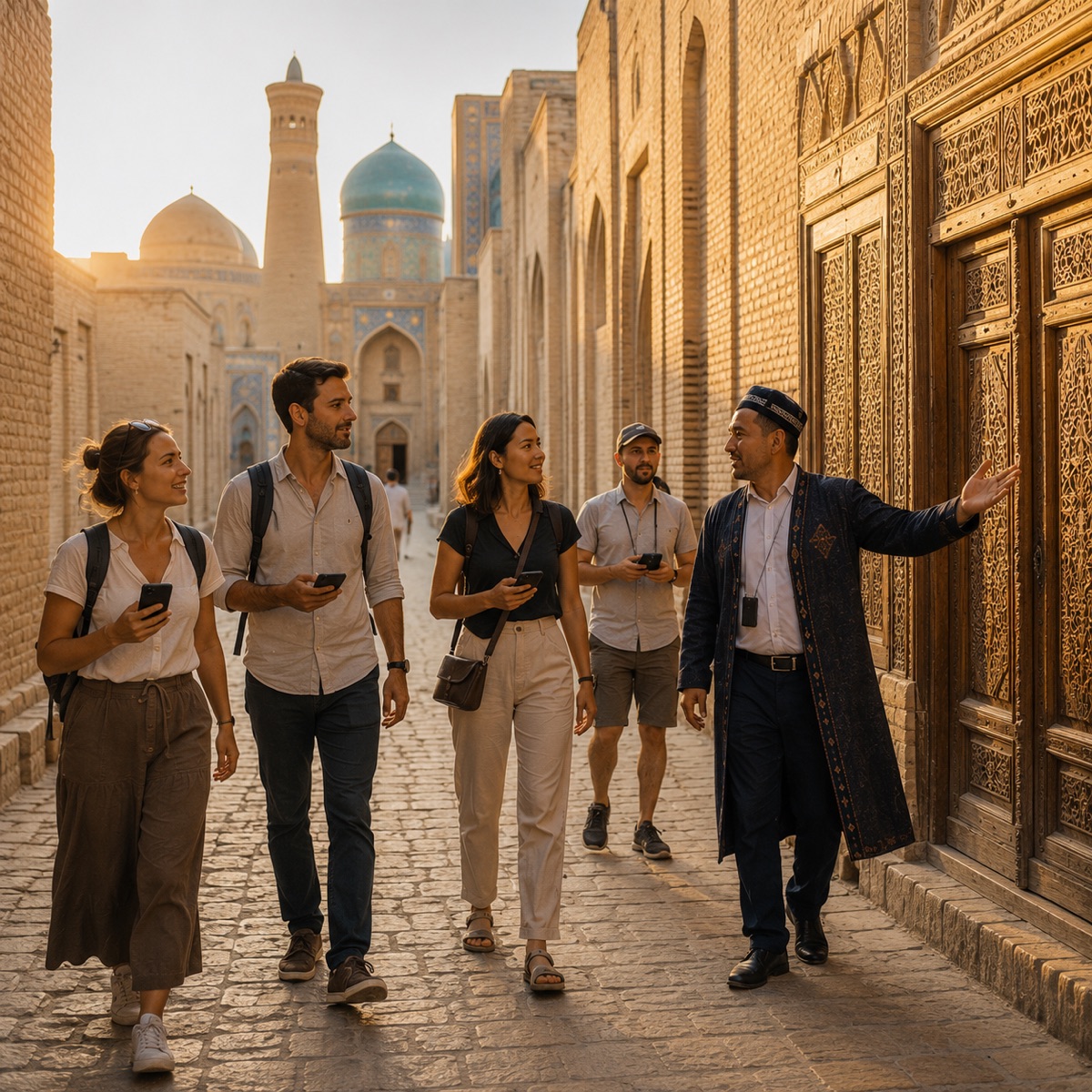 Guide leading a tour